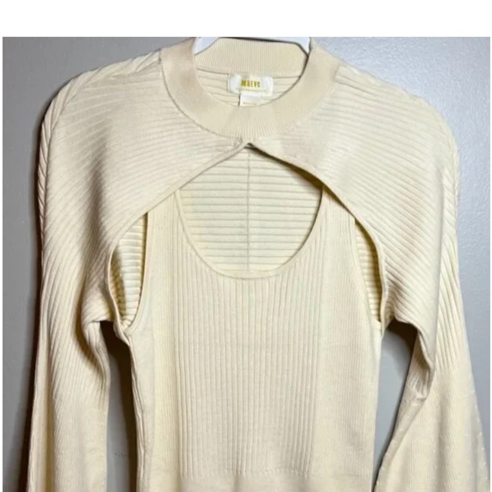 NWOT Anthropologie Maeve Cream Ribbed Top
